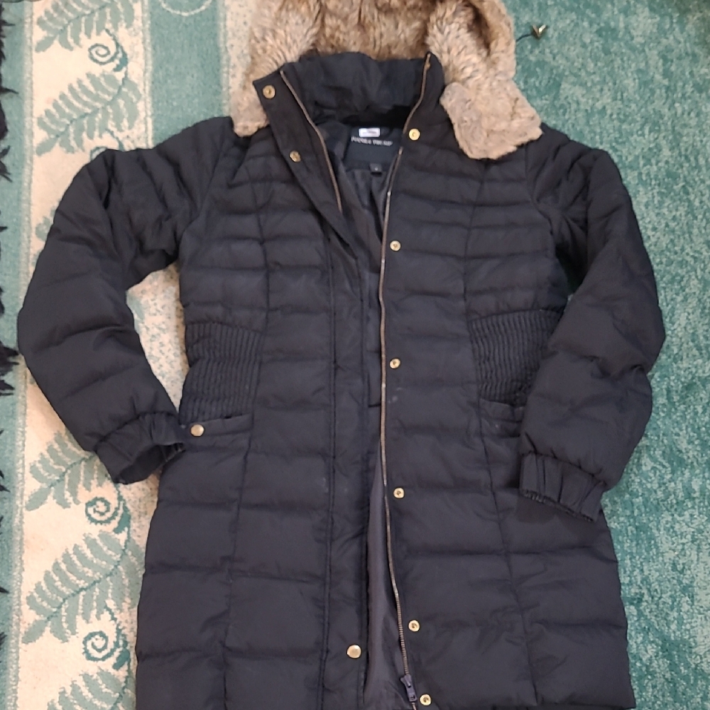 Ivanka Trump Black Puffer Coat with Faux Fur Hood